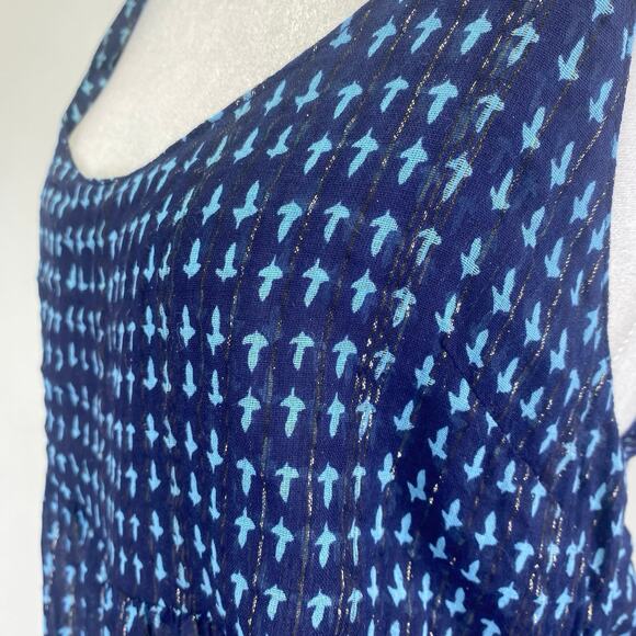 FREE PEOPLE Midnight Dance Maxi Dress Navy Blue Tiered Ruffle Beach Boho Sz S - Picture 3 of 10